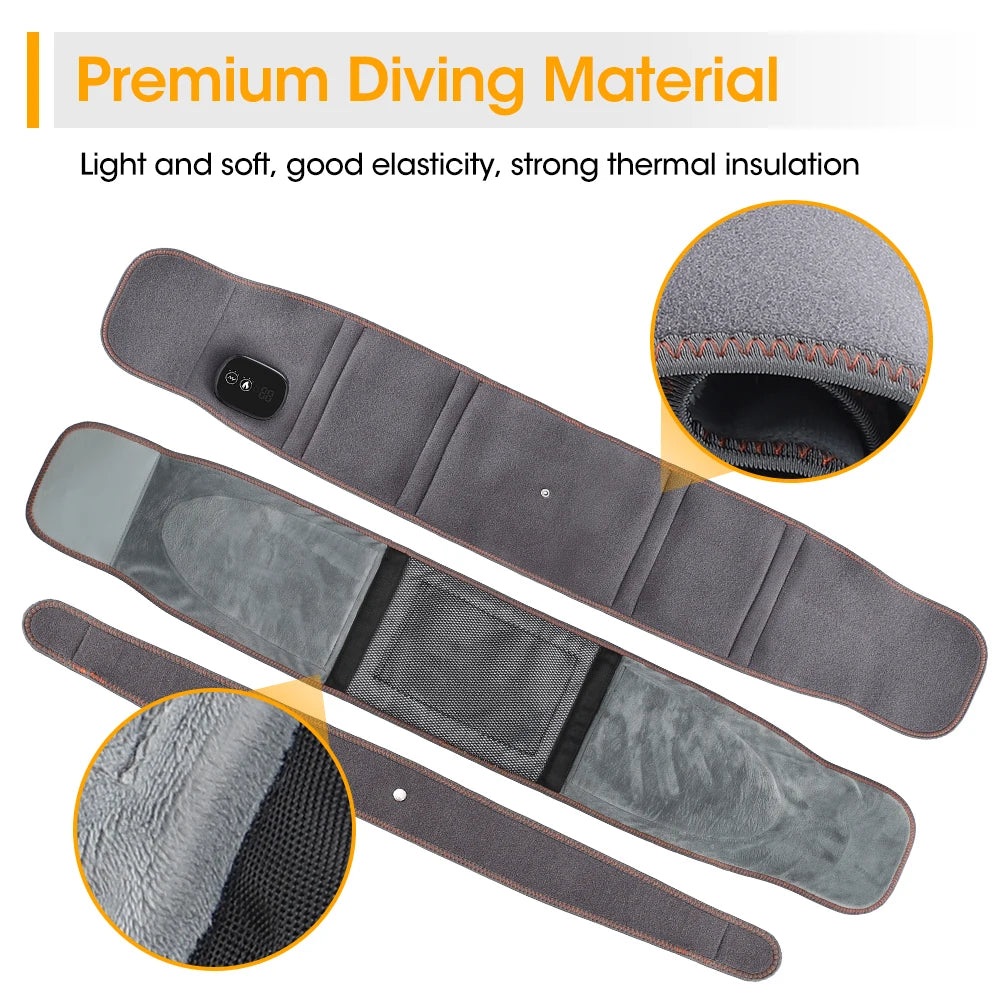 Heating Vibration Massager Belt, Red Light Hot Compress Waist Support Brace Waist Back Massage Lumbar Support Belt Health Care