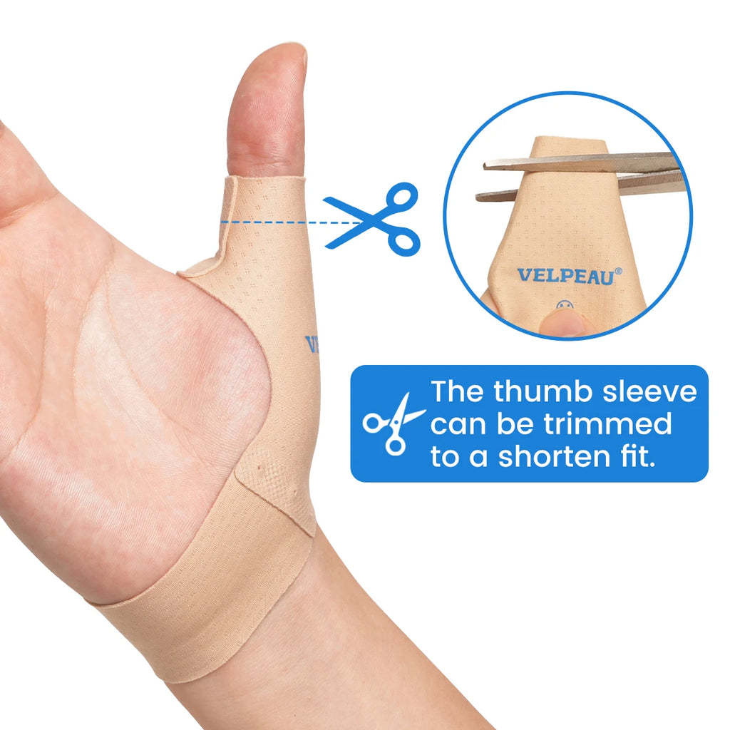 VELPEAU Elastic Thumb Support Brace for Arthritis, Tendonitis, Splint Liner, Thumb Compression Sleeve Fits Left and Right Hands