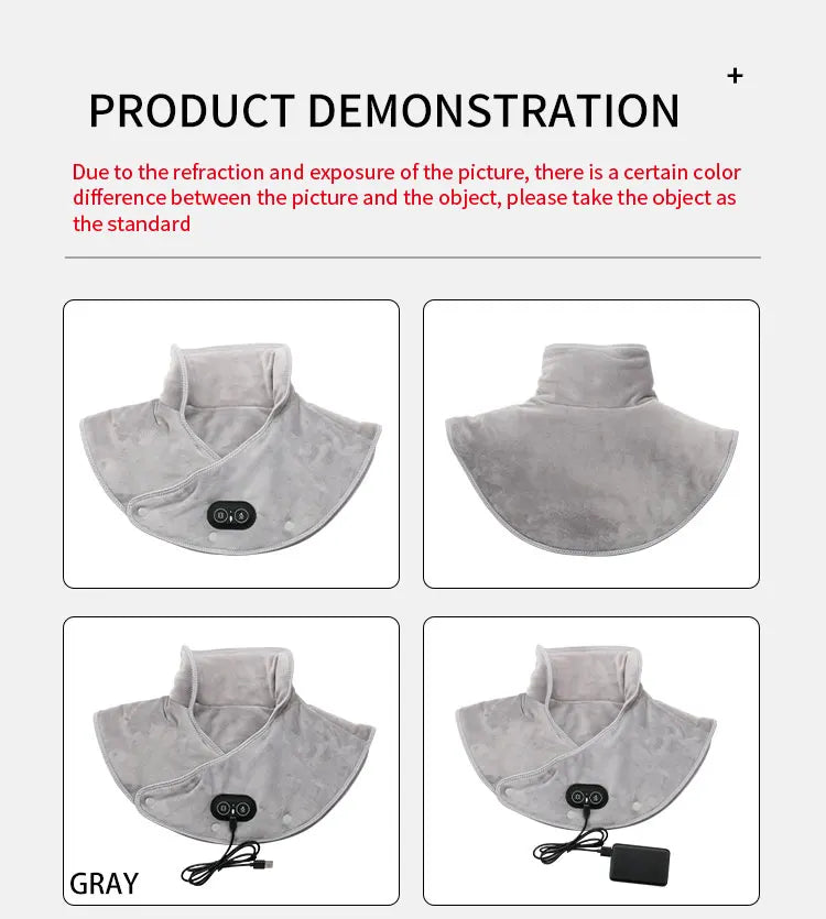 Electric Heating Neck Shoulder Vibration Massager Cervical Vertebra Arthritis Relief Infrared Therapy Neck Back Heated Relax Pad