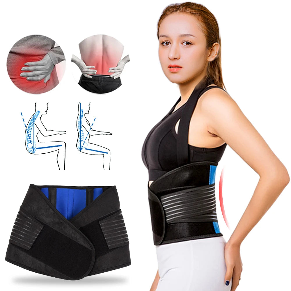 Tcare Adjustable Neoprene Double Pull Lumbar Support Lower Brace Pain Relief Waist Band S-6XL Plus Size, Unisex Back Belt Lumbar