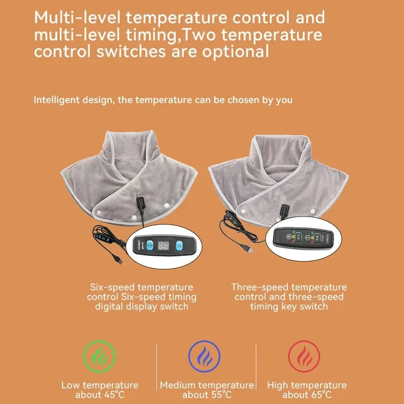 Electric Heating Neck Shoulder Vibration Massager Cervical Vertebra Arthritis Relief Infrared Therapy Neck Back Heated Relax Pad