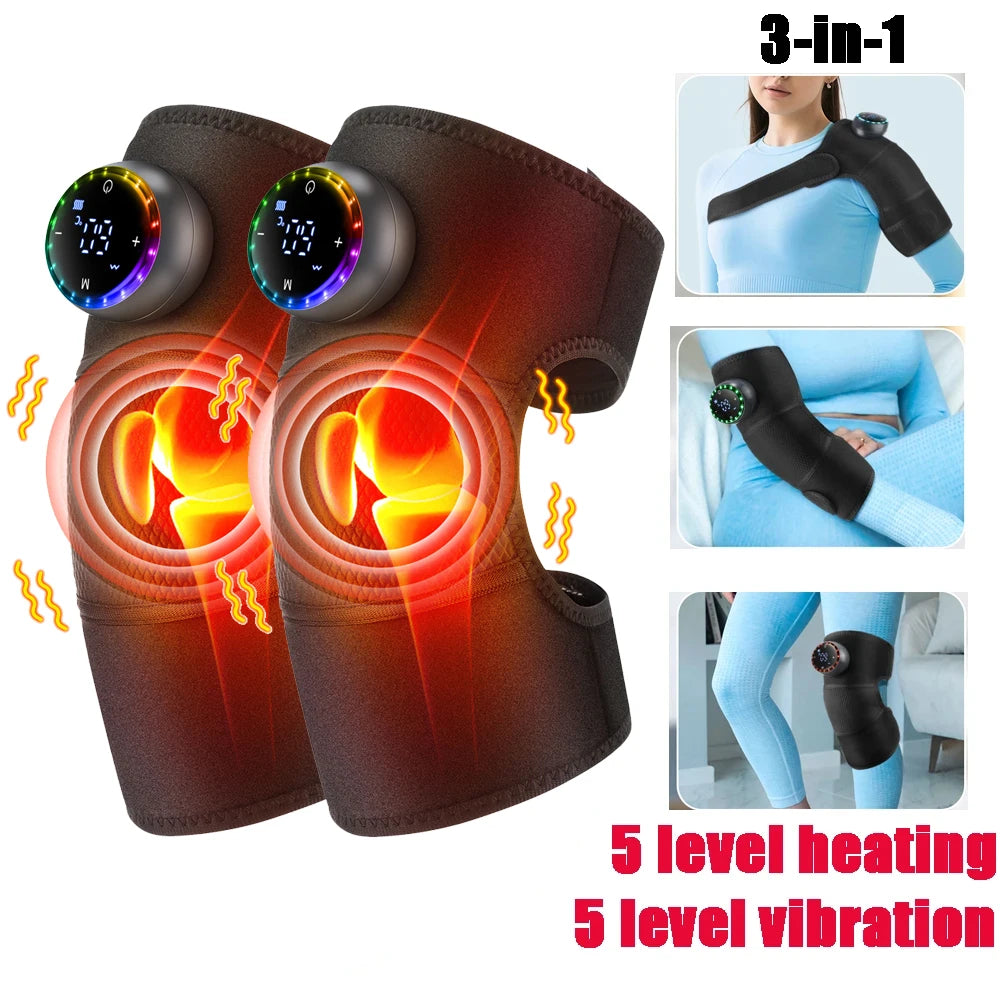 Electric Heating Knee Massager 2 in 1 Knee Elbow Knee Leg Thermal Vibration Massage Knee Blood Circulation Warmer Rechargeable