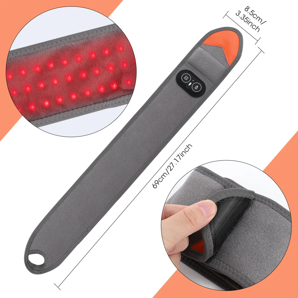 Cordless Heating Wrist Guard 660nm & 850nm Red Light Hot Compress Wristband 3 Levels Electric Vibration Massage Hand Wrist Brace