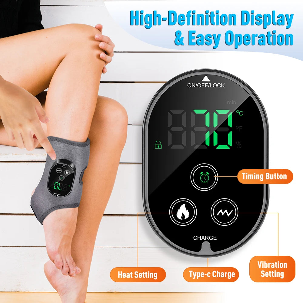Dual Motor Foot Heat Massager 6 Levels Heating 3 Vibration Massage Foot and Ankle Joint Hot Compress Protection Support Tool