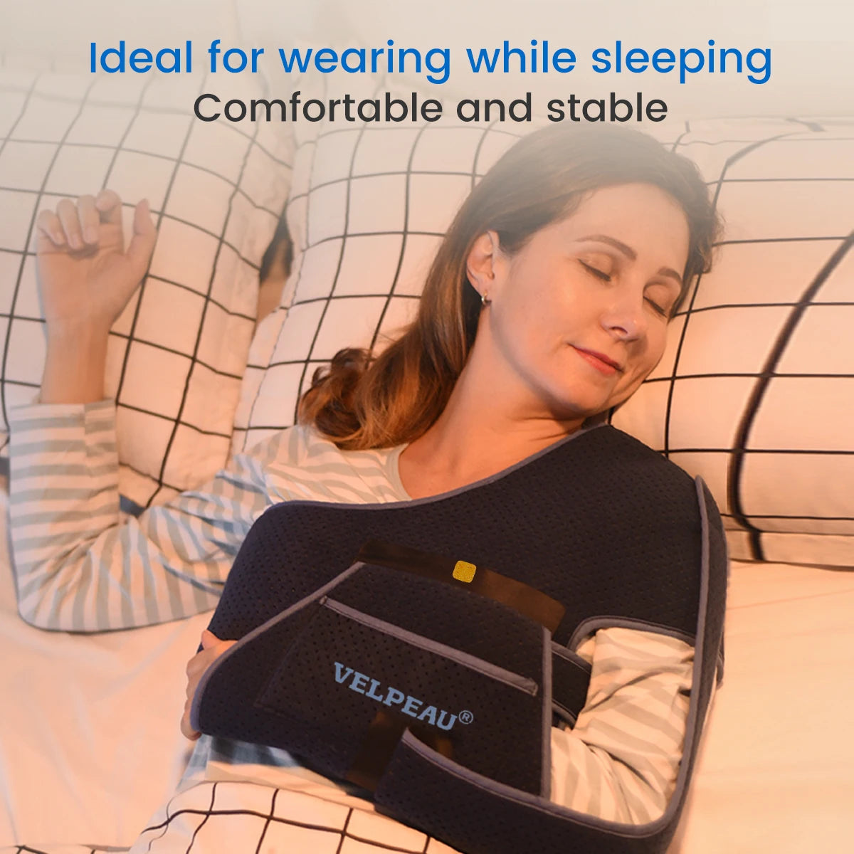 VELPEAU Shoulder Sling Breathable for Rotator Cuff Tear, Arm Fracture and Dislocation, Shoulder Immobilizer for Sleeping