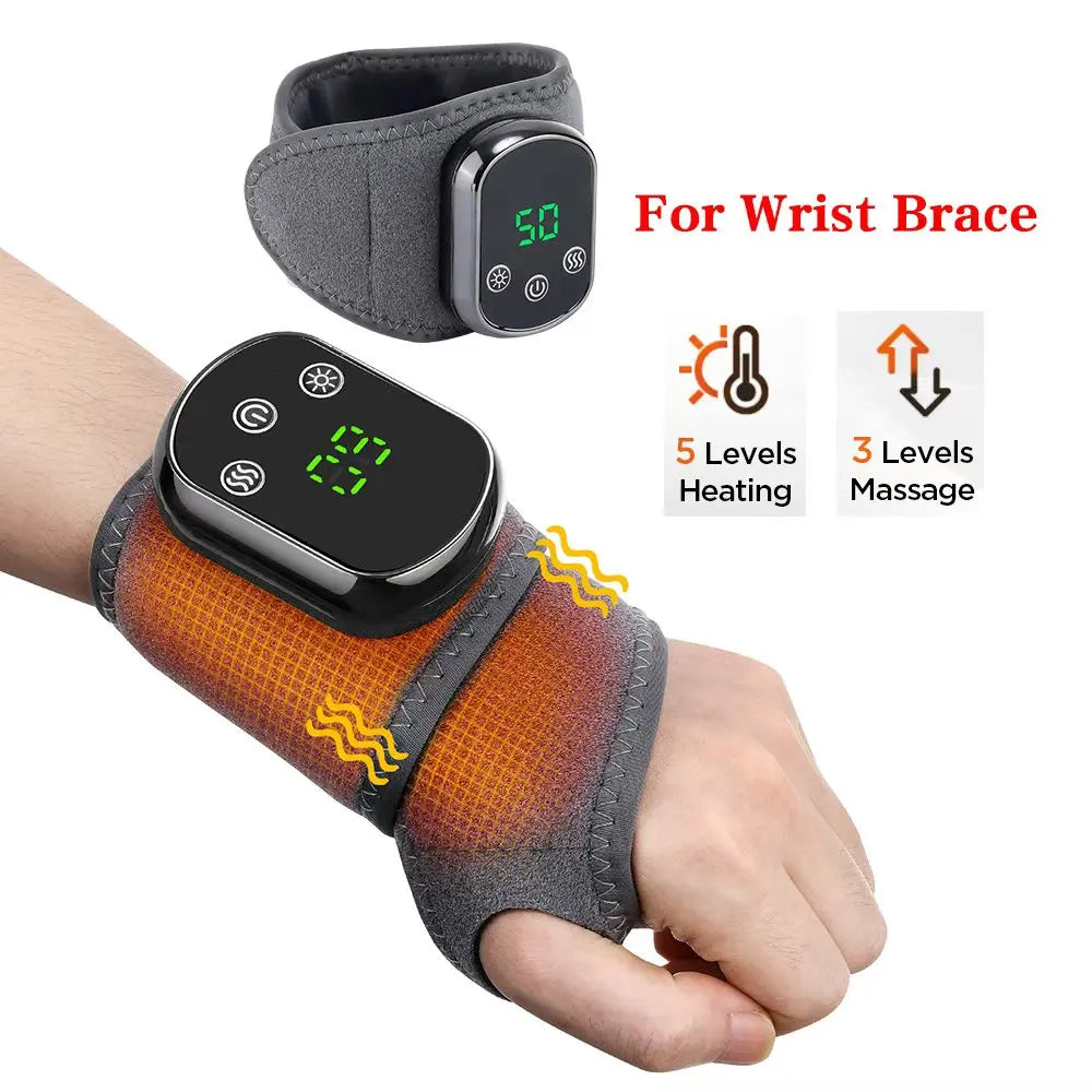 Electric Heated Wrist Brace Adjustable Hot Compress Vibration Massage Hand Wrist Foot Ankle Guard Band Carpal Wrap Support Brace