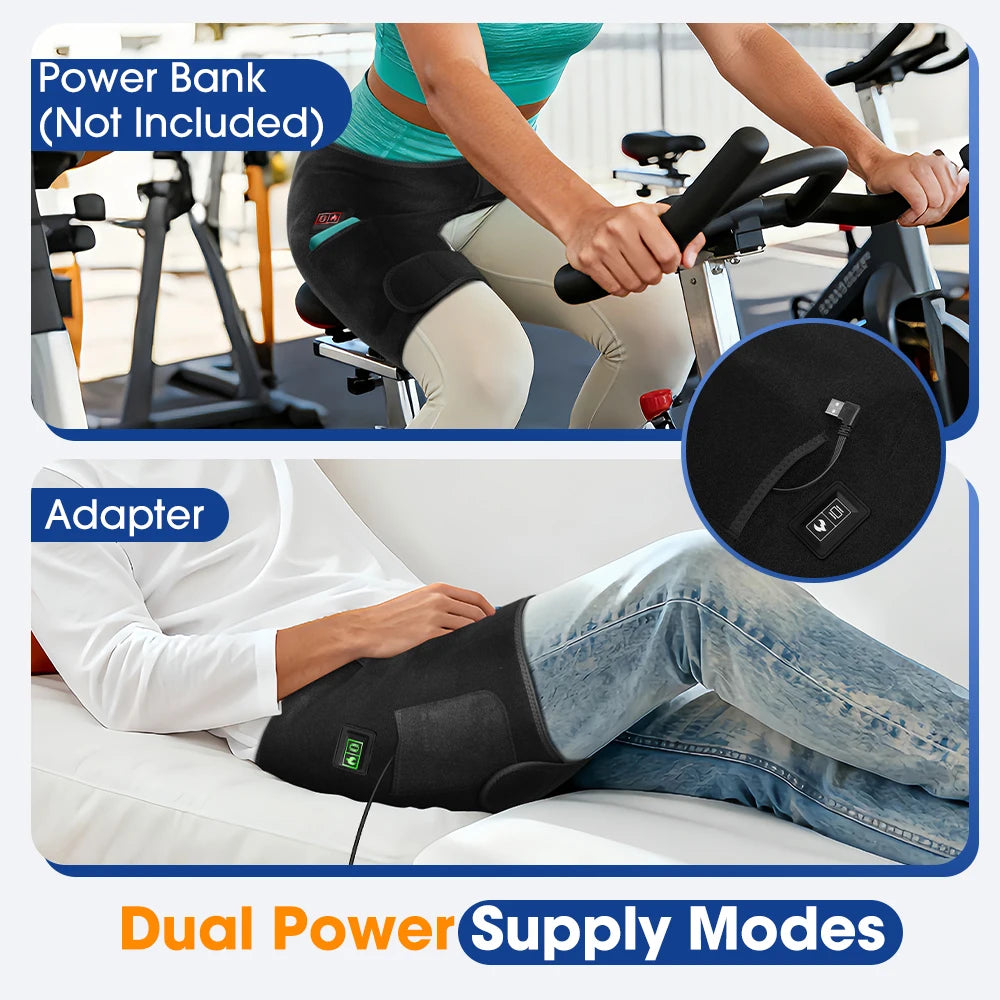Cordless Heated Hip Support Brace with Massager for Sciatica Pain Relief Lower Back Therapy Hip Heating Pad for Physical Healing